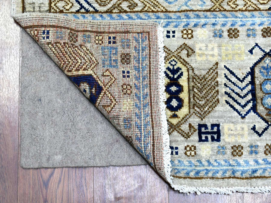 2'10" x 8'4" New Hand Knotted Grey Wool Runner Oriental Rug - MOA10272429