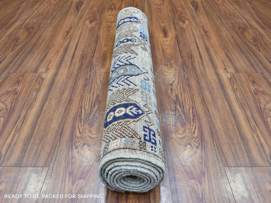 2'10" x 8'4" New Hand Knotted Grey Wool Runner Oriental Rug - MOA10272429