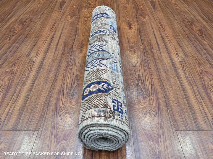 2'10" x 8'4" New Hand Knotted Grey Wool Runner Oriental Rug - MOA10272429