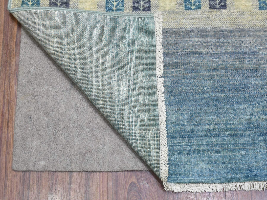 9'0" x 11'9" New Hand Knotted Blue Wool Rectangle Oriental Rug - MOA10272445