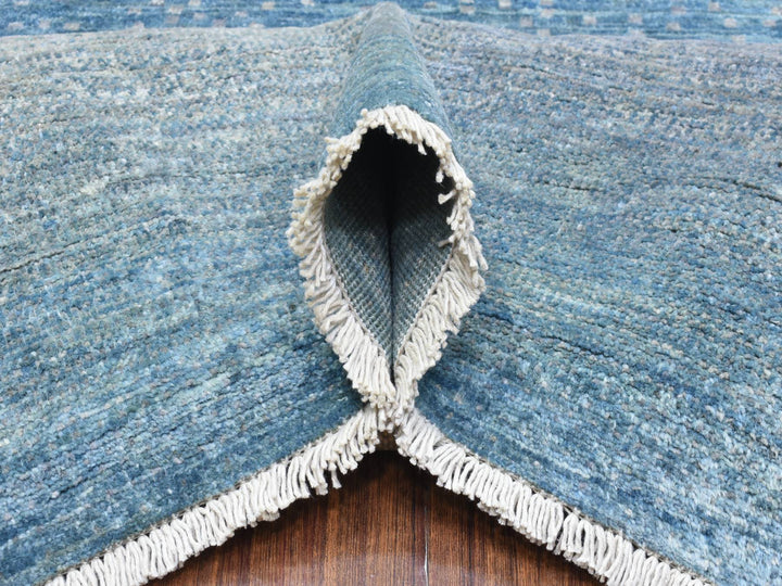 9'0" x 11'9" New Hand Knotted Blue Wool Rectangle Oriental Rug - MOA10272445