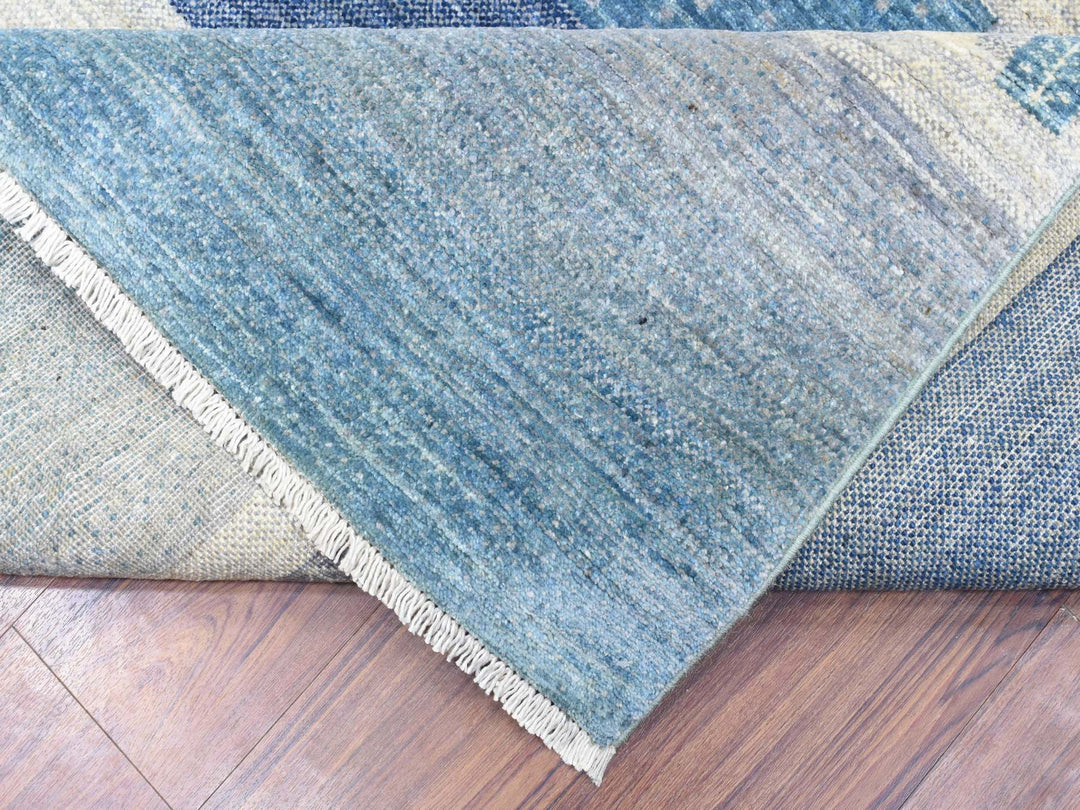 9'0" x 11'9" New Hand Knotted Blue Wool Rectangle Oriental Rug - MOA10272445