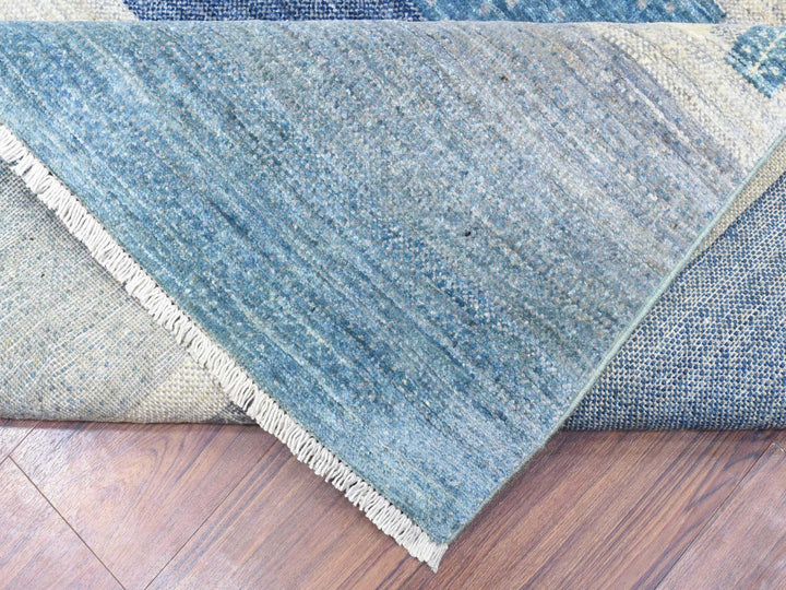 9'0" x 11'9" New Hand Knotted Blue Wool Rectangle Oriental Rug - MOA10272445