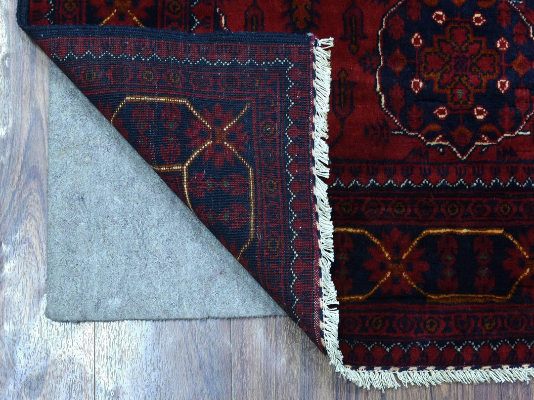 3'4" x 4'9" New Hand Knotted Red Wool Rectangle Oriental Rug - MOA10272481