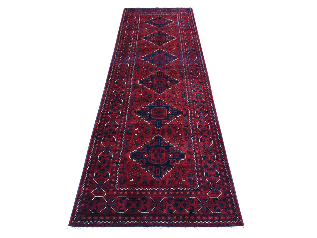 3'0" x 9'10" New Hand Knotted Red Wool Rectangle Oriental Rug - MOA10272495
