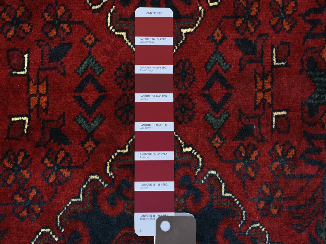 3'0" x 9'10" New Hand Knotted Red Wool Rectangle Oriental Rug - MOA10272495