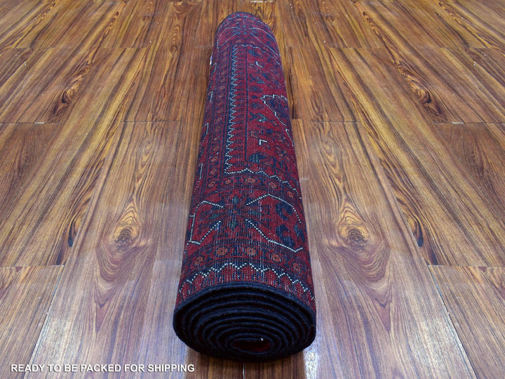 3'0" x 9'10" New Hand Knotted Red Wool Rectangle Oriental Rug - MOA10272495