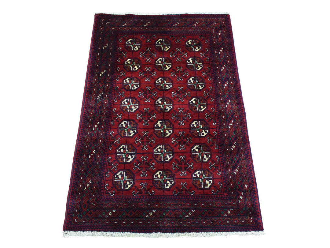 2'7" x 3'10" New Hand Knotted Red Wool Rectangle Oriental Rug - MOA10272496