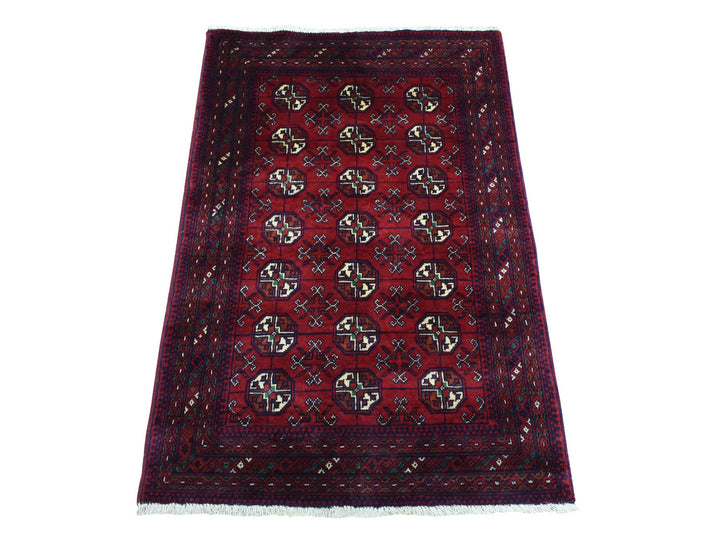 2'7" x 3'10" New Hand Knotted Red Wool Rectangle Oriental Rug - MOA10272496