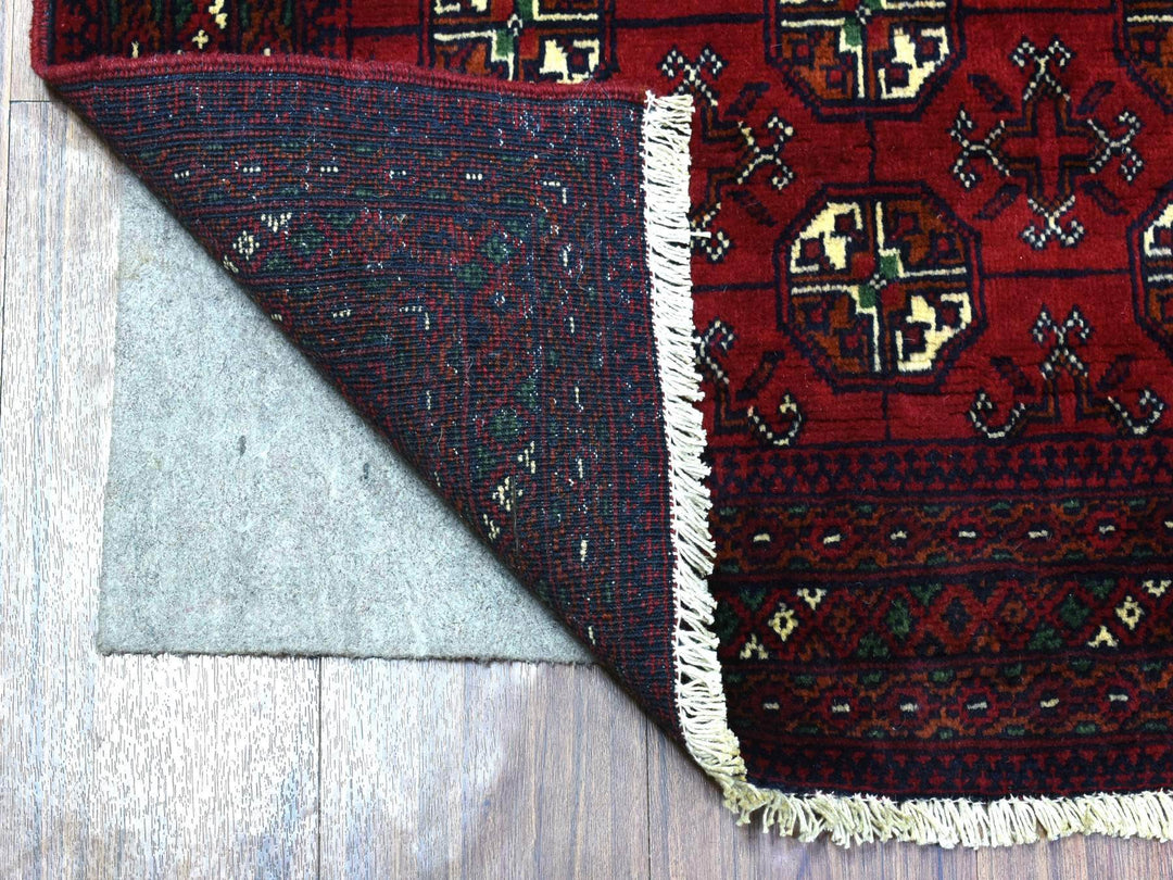 2'7" x 3'10" New Hand Knotted Red Wool Rectangle Oriental Rug - MOA10272496