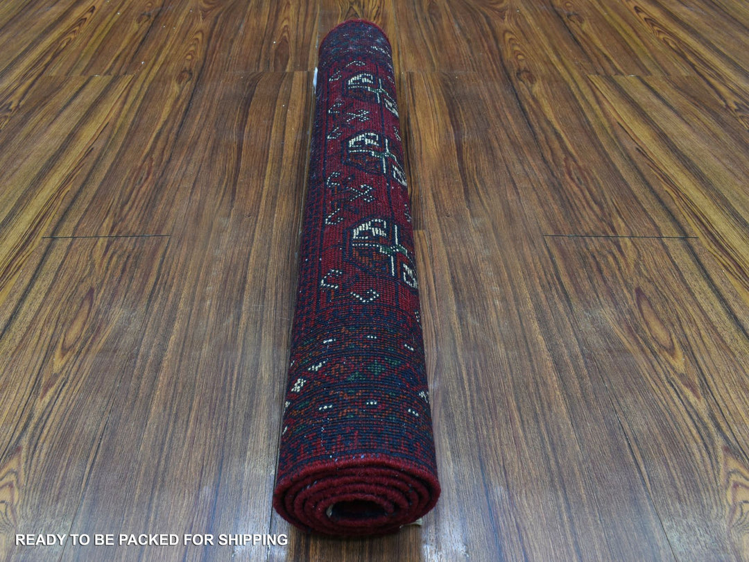 2'7" x 3'10" New Hand Knotted Red Wool Rectangle Oriental Rug - MOA10272496