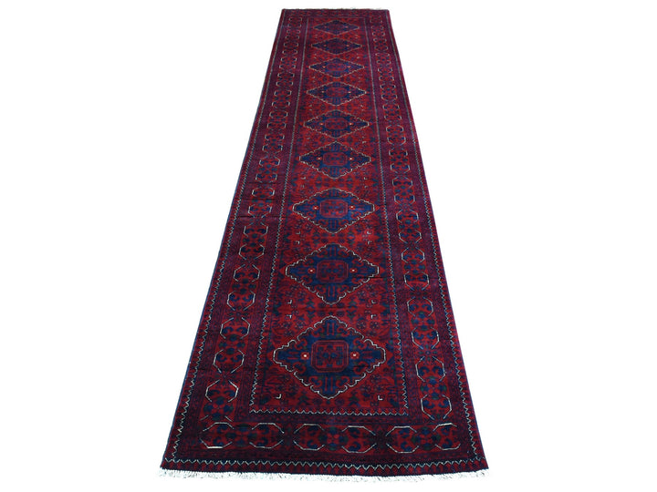2'9" x 13'0" New Hand Knotted Red Wool Runner Oriental Rug - MOA10272497