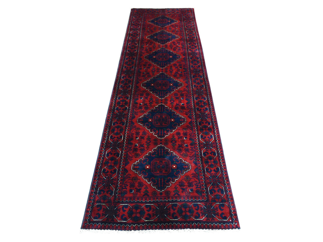2'8" x 9'6" New Hand Knotted Red Wool Runner Oriental Rug - MOA10272499