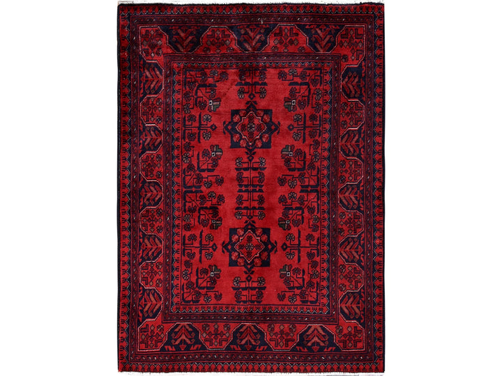 2'9" x 3'10" New Hand Knotted Red Wool Rectangle Oriental Rug - MOA102724