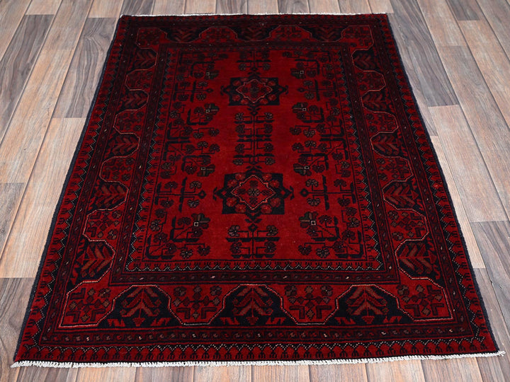 2'9" x 3'10" New Hand Knotted Red Wool Rectangle Oriental Rug - MOA102724
