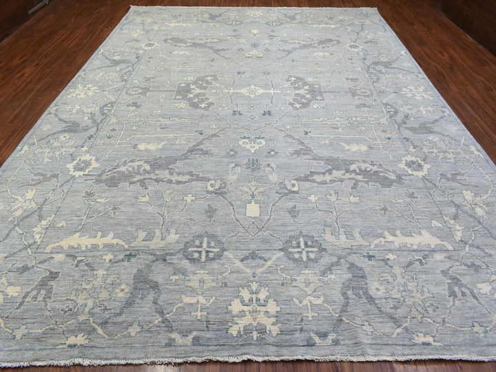 10'2" x 13'10" New Hand Knotted Grey Wool Rectangle Oriental Rug - MOA10272522