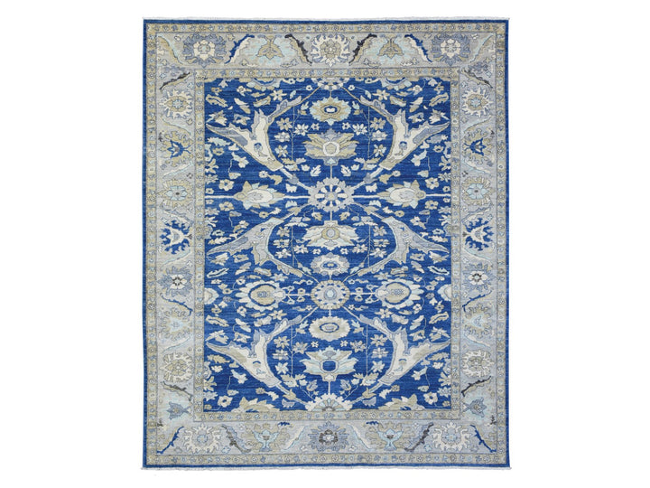 8'3" x 10'0" New Hand Knotted Blue Wool Rectangle Oriental Rug - MOA10272533