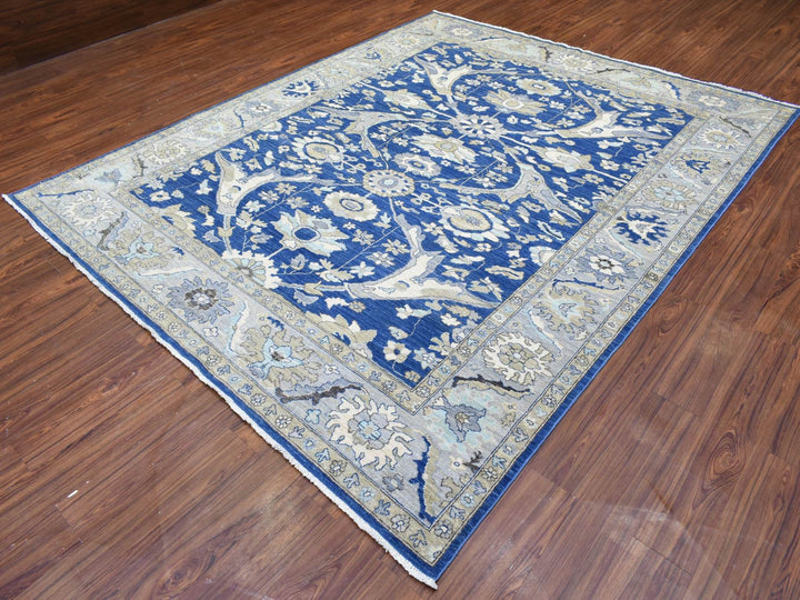 8'3" x 10'0" New Hand Knotted Blue Wool Rectangle Oriental Rug - MOA10272533