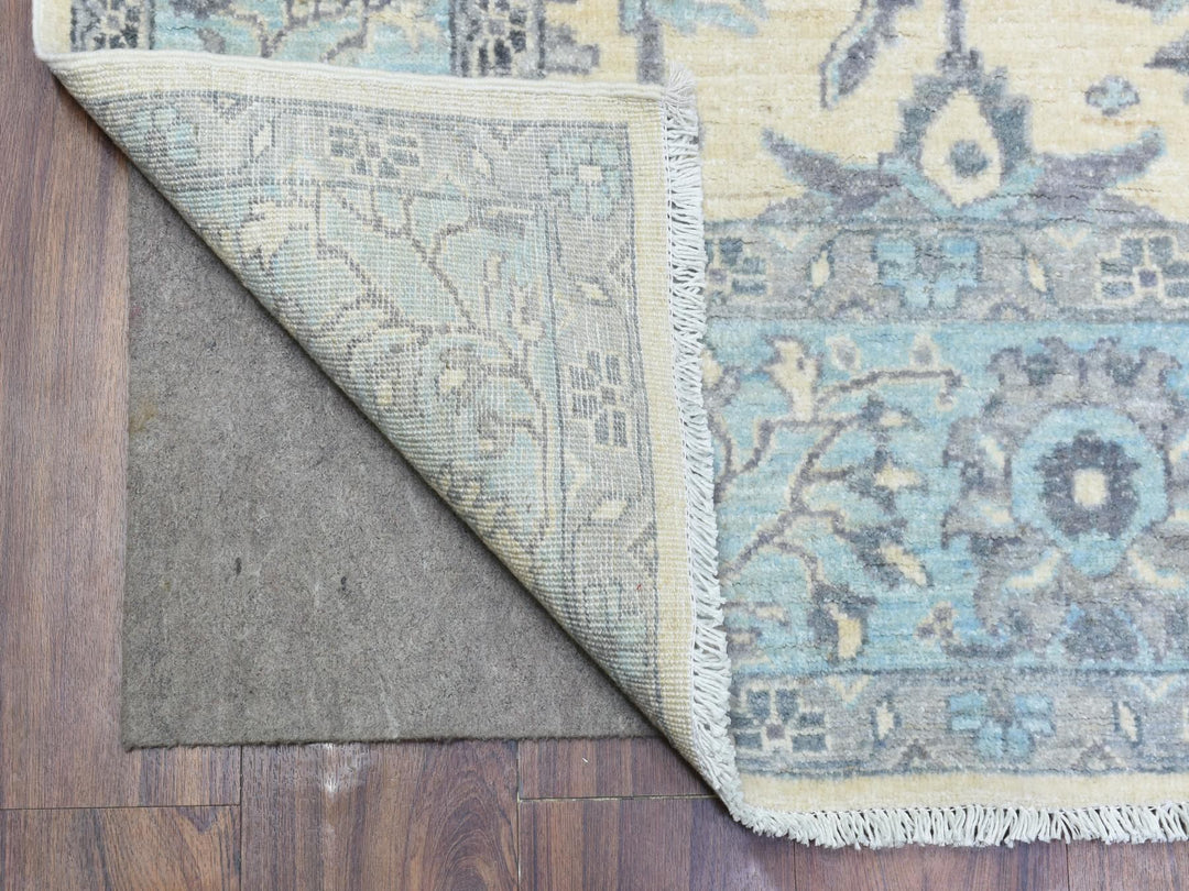 6'1" x 9'0" New Hand Knotted Ivory Wool Rectangle Oriental Rug - MOA10272536