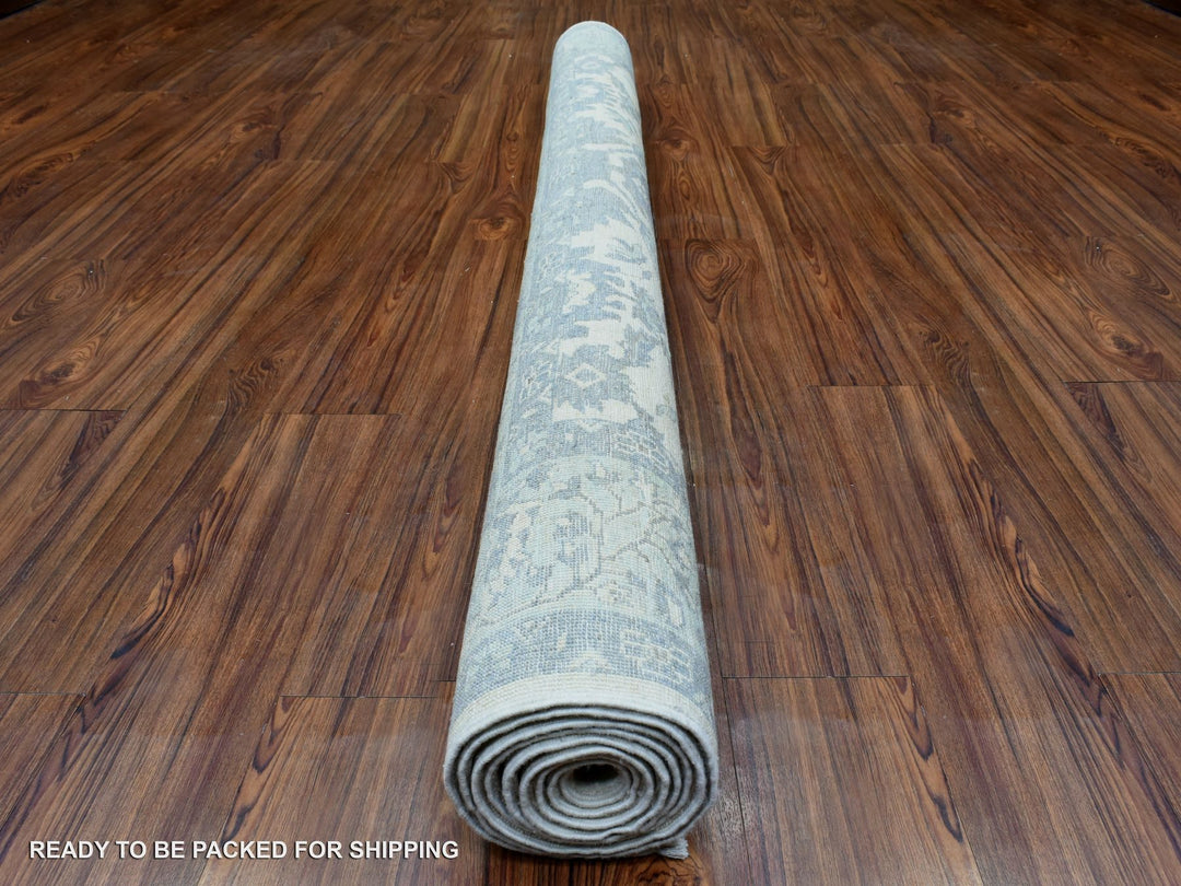 6'1" x 9'0" New Hand Knotted Ivory Wool Rectangle Oriental Rug - MOA10272536
