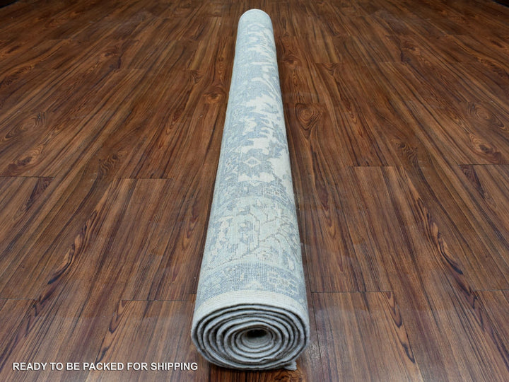 6'1" x 9'0" New Hand Knotted Ivory Wool Rectangle Oriental Rug - MOA10272536