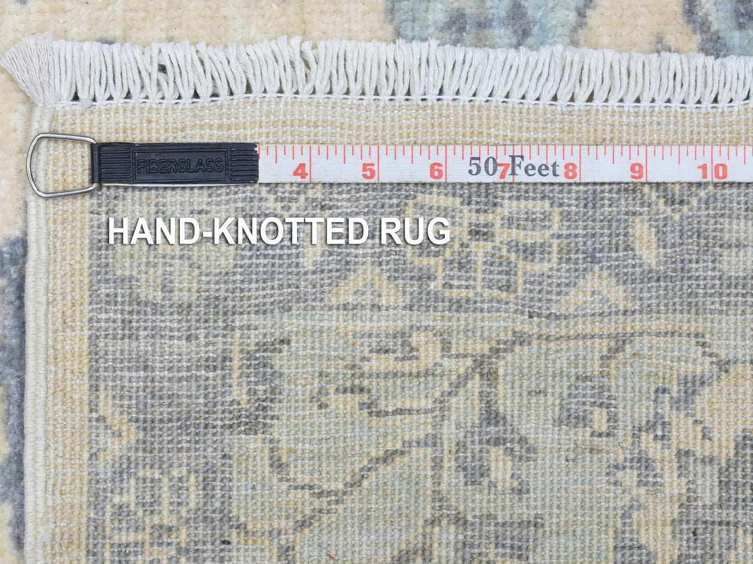 6'1" x 9'0" New Hand Knotted Ivory Wool Rectangle Oriental Rug - MOA10272536