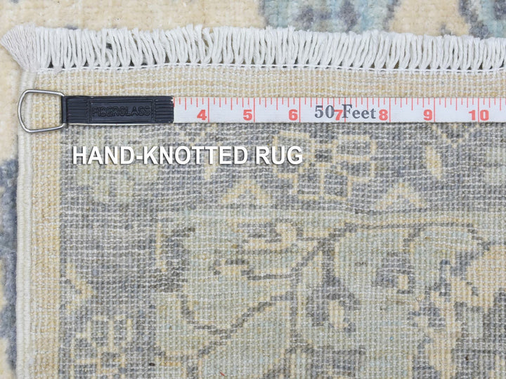 6'1" x 9'0" New Hand Knotted Ivory Wool Rectangle Oriental Rug - MOA10272536