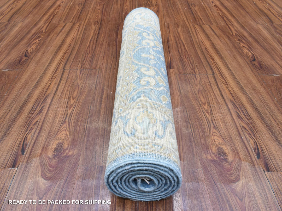 2'7" x 7'7" New Hand Knotted Blue Wool Runner Oriental Rug - MOA10272538