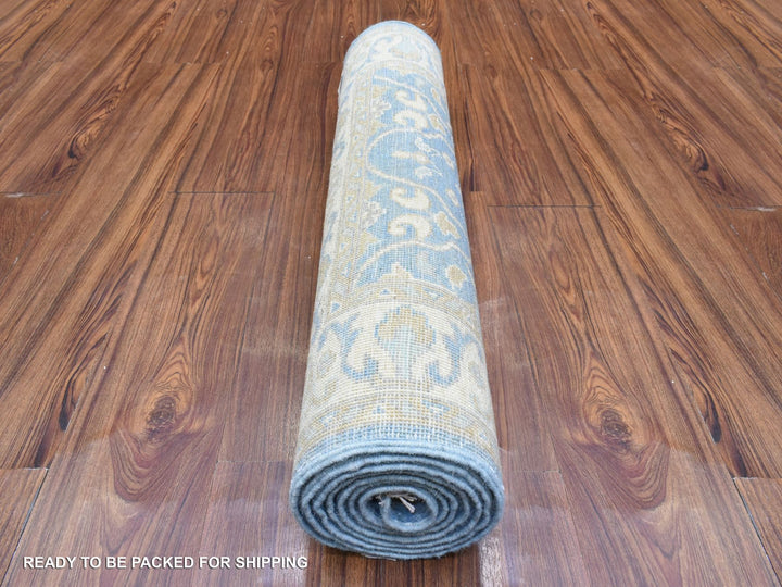 2'7" x 7'7" New Hand Knotted Blue Wool Runner Oriental Rug - MOA10272538