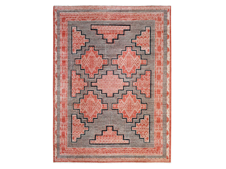 9'0" x 11'9" New Hand Knotted Red Wool Rectangle Oriental Rug - MOA10272575