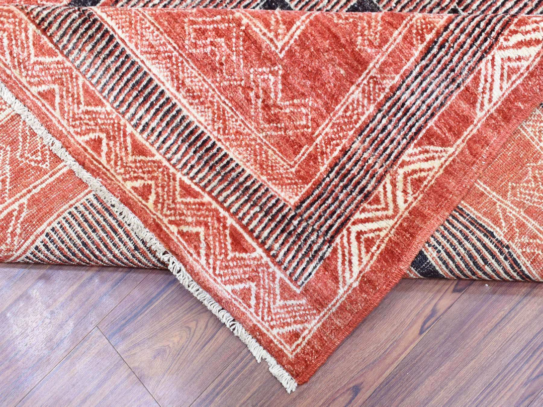 9'0" x 11'9" New Hand Knotted Red Wool Rectangle Oriental Rug - MOA10272575