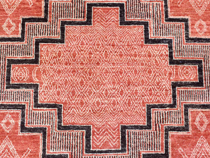 9'0" x 11'9" New Hand Knotted Red Wool Rectangle Oriental Rug - MOA10272575