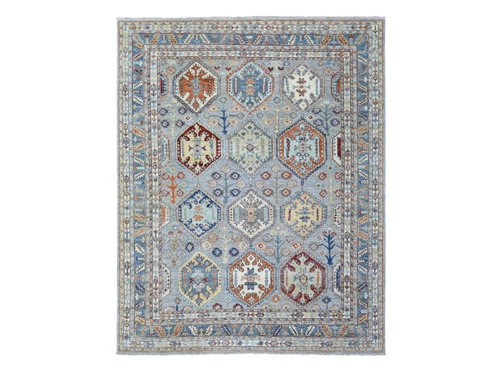 7'10" x 9'6" New Hand Knotted Grey Wool Rectangle Oriental Rug - MOA10272577