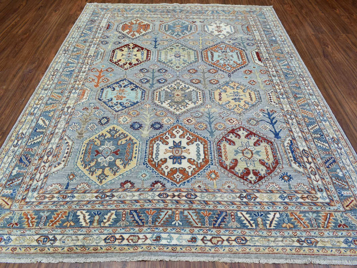 7'10" x 9'6" New Hand Knotted Grey Wool Rectangle Oriental Rug - MOA10272577