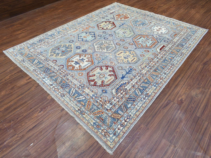 7'10" x 9'6" New Hand Knotted Grey Wool Rectangle Oriental Rug - MOA10272577