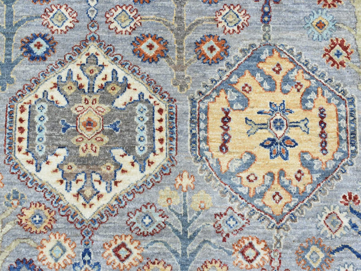 7'10" x 9'6" New Hand Knotted Grey Wool Rectangle Oriental Rug - MOA10272577