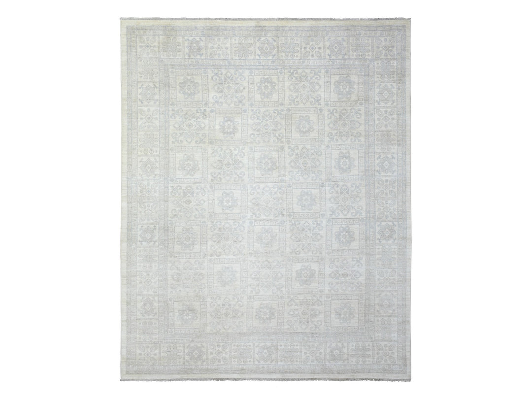 8'2" x 9'10" New Hand Knotted Ivory Wool Rectangle Oriental Rug - MOA10272579