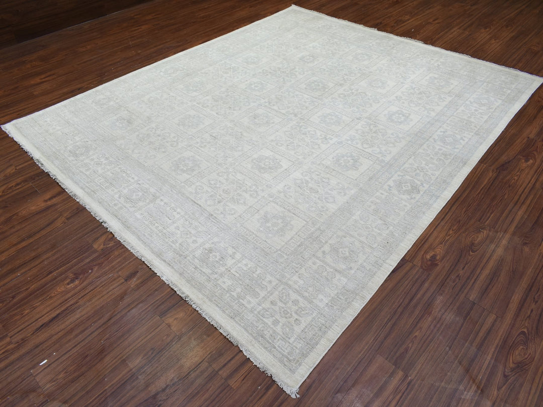 8'2" x 9'10" New Hand Knotted Ivory Wool Rectangle Oriental Rug - MOA10272579