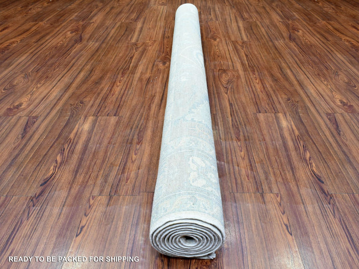 6'2" x 8'9" New Hand Knotted Ivory Wool Rectangle Oriental Rug - MOA10272582