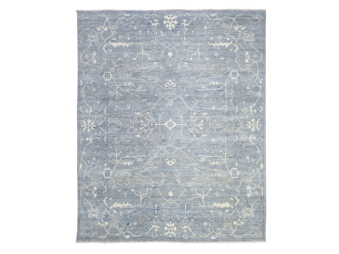8'0" x 9'9" New Hand Knotted Grey Wool Rectangle Oriental Rug - MOA10272588