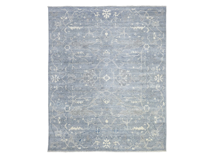 8'0" x 9'9" New Hand Knotted Grey Wool Rectangle Oriental Rug - MOA10272588