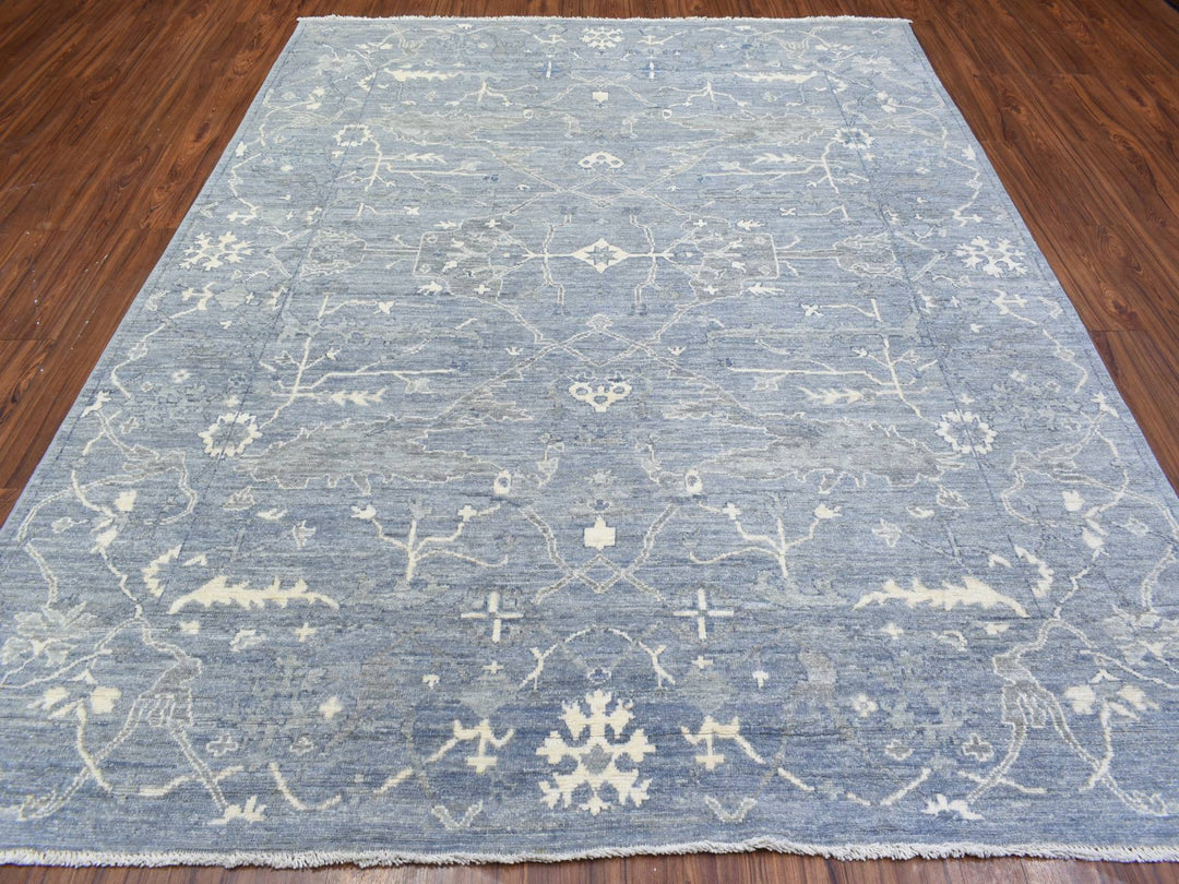 8'0" x 9'9" New Hand Knotted Grey Wool Rectangle Oriental Rug - MOA10272588