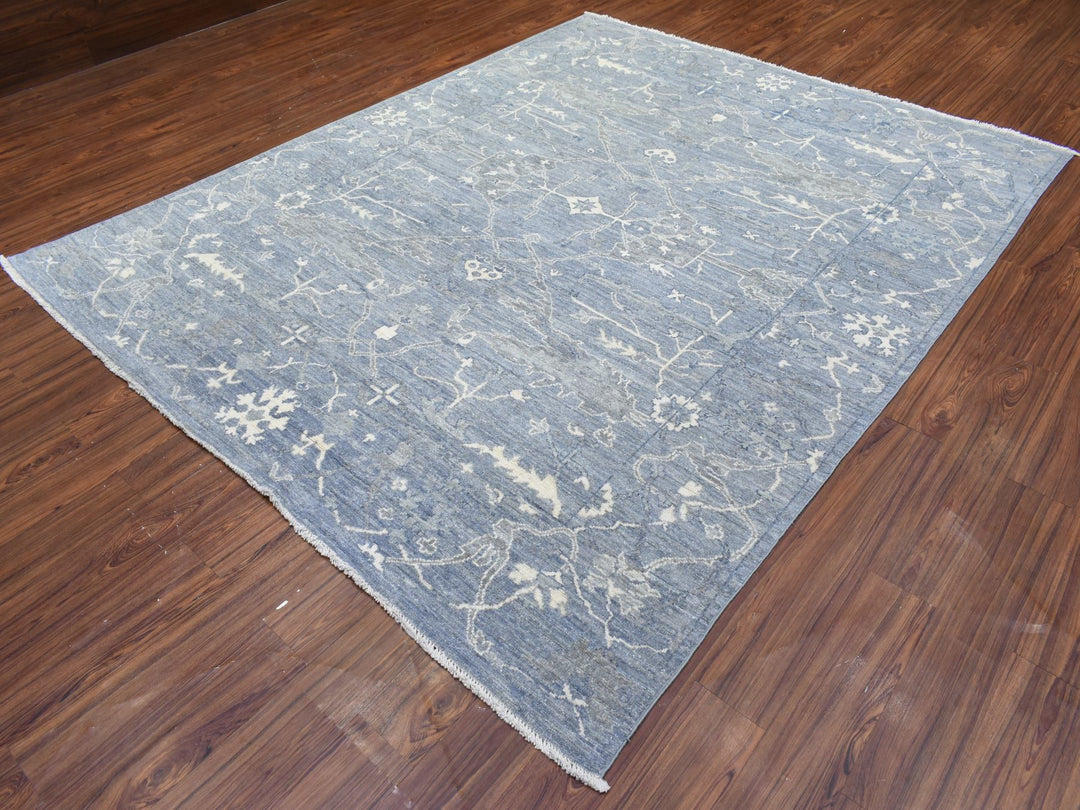 8'0" x 9'9" New Hand Knotted Grey Wool Rectangle Oriental Rug - MOA10272588