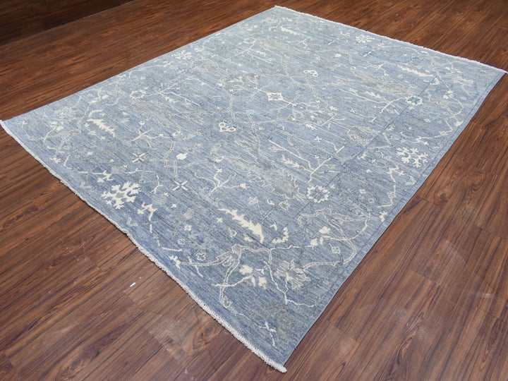 8'0" x 9'9" New Hand Knotted Grey Wool Rectangle Oriental Rug - MOA10272588