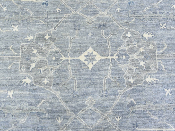8'0" x 9'9" New Hand Knotted Grey Wool Rectangle Oriental Rug - MOA10272588