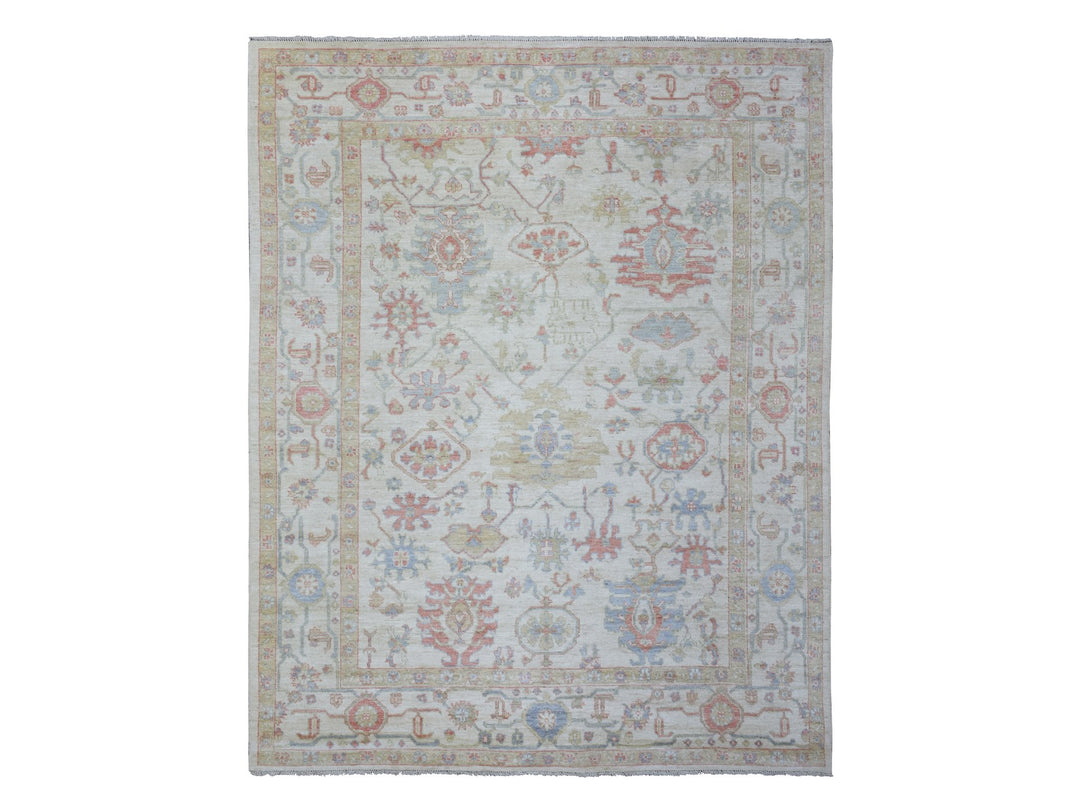 8'1" x 10'2" New Hand Knotted Ivory Wool Rectangle Oriental Rug - MOA10272589
