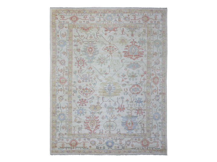 8'1" x 10'2" New Hand Knotted Ivory Wool Rectangle Oriental Rug - MOA10272589
