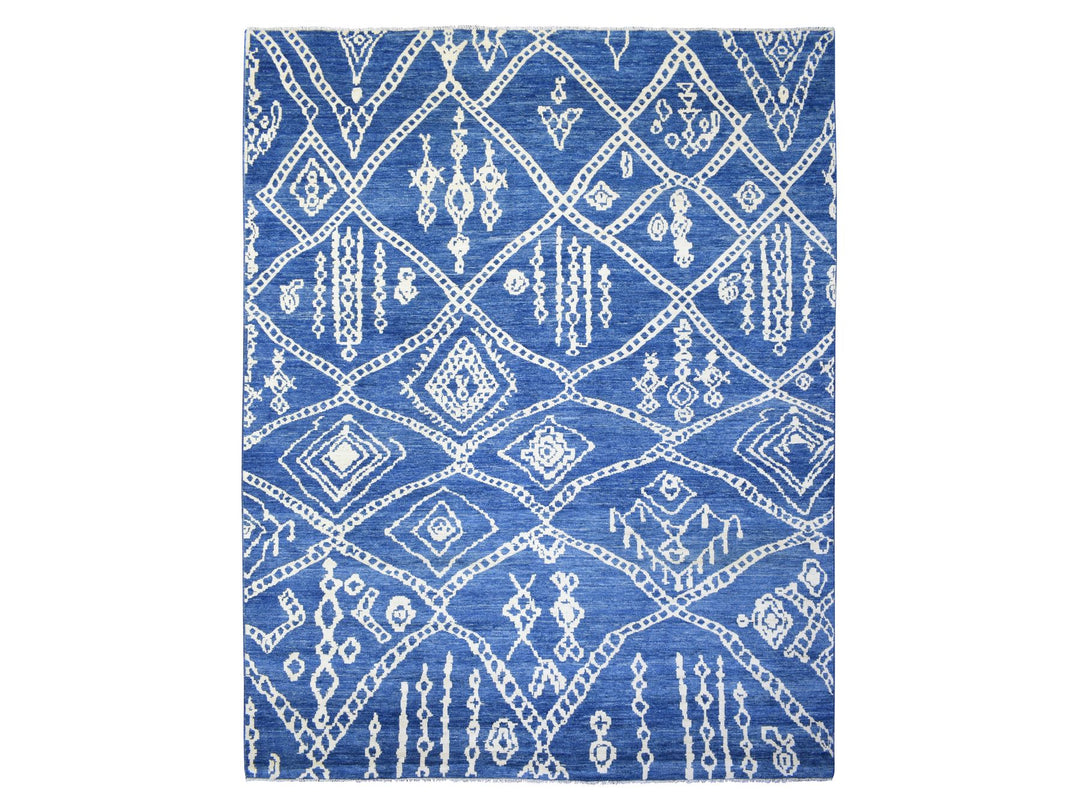 12'2" x 15'2" New Hand Knotted Blue Wool Rectangle Oriental Rug - MOA10272613