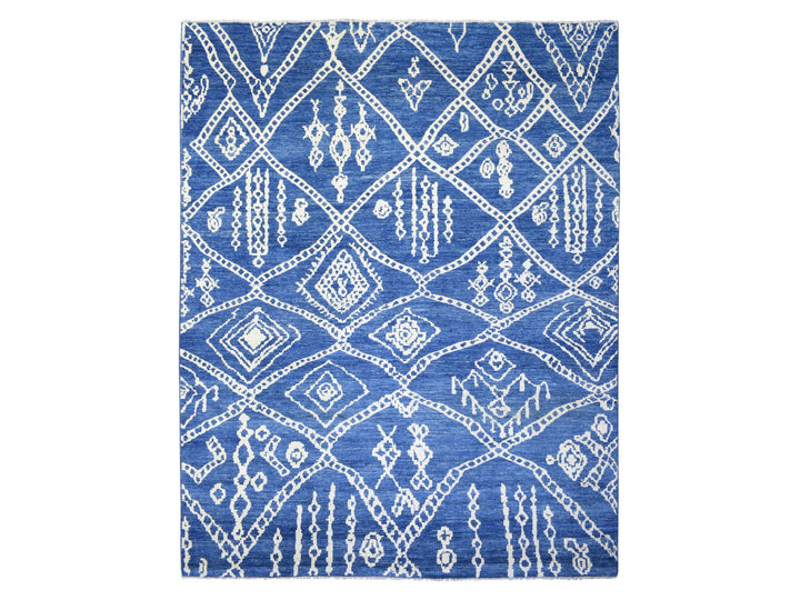 12'2" x 15'2" New Hand Knotted Blue Wool Rectangle Oriental Rug - MOA10272613
