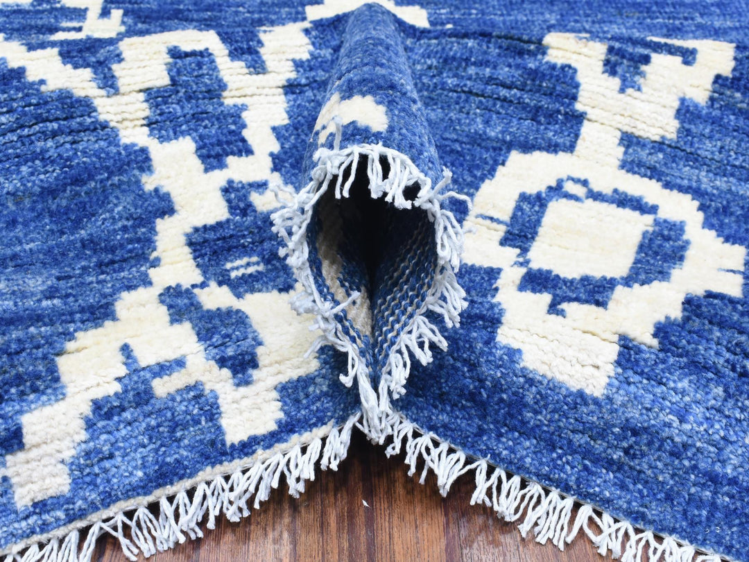 12'2" x 15'2" New Hand Knotted Blue Wool Rectangle Oriental Rug - MOA10272613